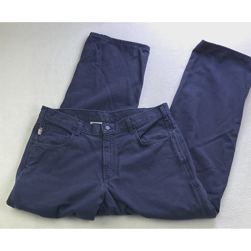 Carhartt FR Carpenter Men's Jeans 36x32 Blue Straight Cat 2 Canvas FRB159-DNY